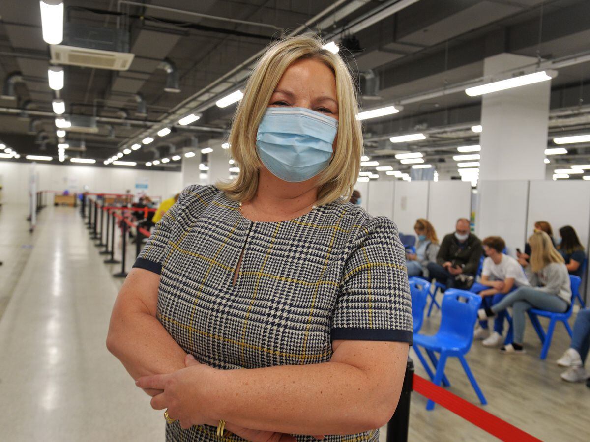 Sally Roberts at the vaccination hub at Saddlers Shopping Centre, in Walsall