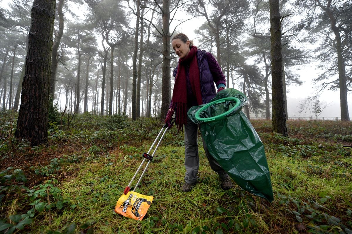 Volunteer Ally Cargill taking part in the litter pick carried out across areas of Cannock Chase
