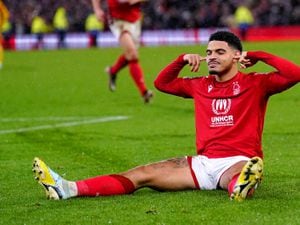 Nottingham Forest's Morgan Gibbs-White celebrates following the penalty shoot-out of the Carabao Cup Quarter-Final match at the City Ground, Nottingham. Picture date: Wednesday January 11, 2023.