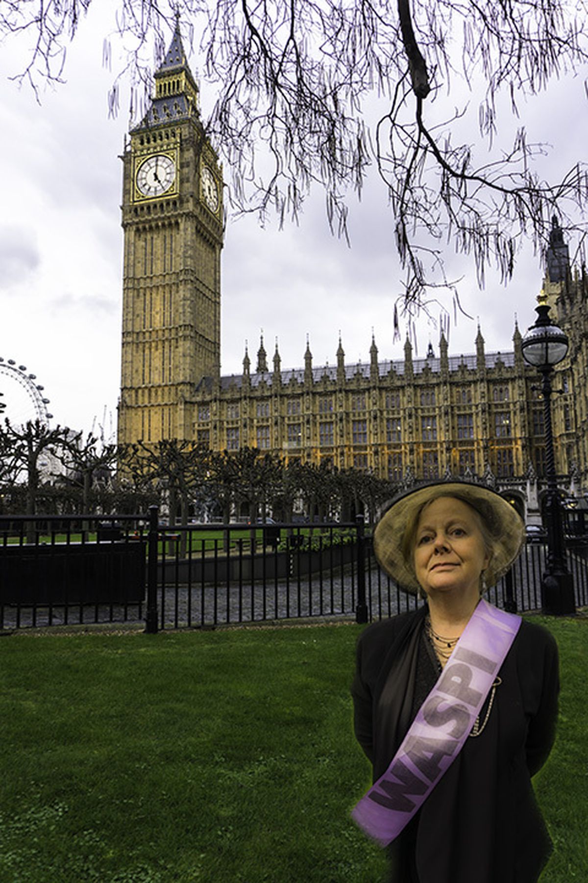 Lynn Tranah at a WASPI protest in Westminster