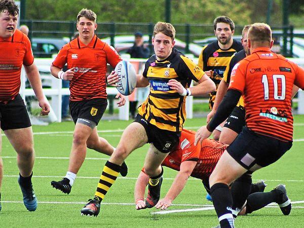 Robert Jones on the charge for Stafford during their 32-8 win over Uttoxeter in Counties One Midlands West (North)