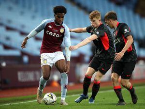 Aston Villa's Carney Chukwuemeka (left) battles with Liverpool's James Norris and Luca Stephenson during the FA Youth Cup Final at Villa Park, Birmingham. Picture date: Monday May 24, 2021. PA Photo. See PA story SOCCER Youth Cup. Photo credit should read: Nick Potts/PA Wire...RESTRICTIONS: EDITORIAL USE ONLY No use with unauthorised audio, video, data, fixture lists, club/league logos or "live" services. Online in-match use limited to 120 images, no video emulation. No use in betting, games or single club/league/player publications..