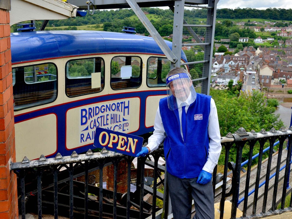 Jim Marshall was there to welcome passengers back to Bridgnorth’s spectacular cliff railway as it reopened for business