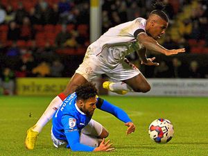 Donervon Daniels in the thick of the action for the Saddlers – he will lead them out against Leicester on Saturday