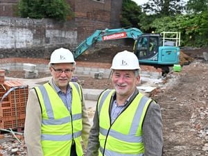 Liberty Developments chairman Alan Yates, left, and MD Mark Grady on site at Wallows Road 