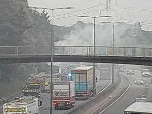 Part of the M5 was closed due to a vehicle fire. Photo: National Highways 