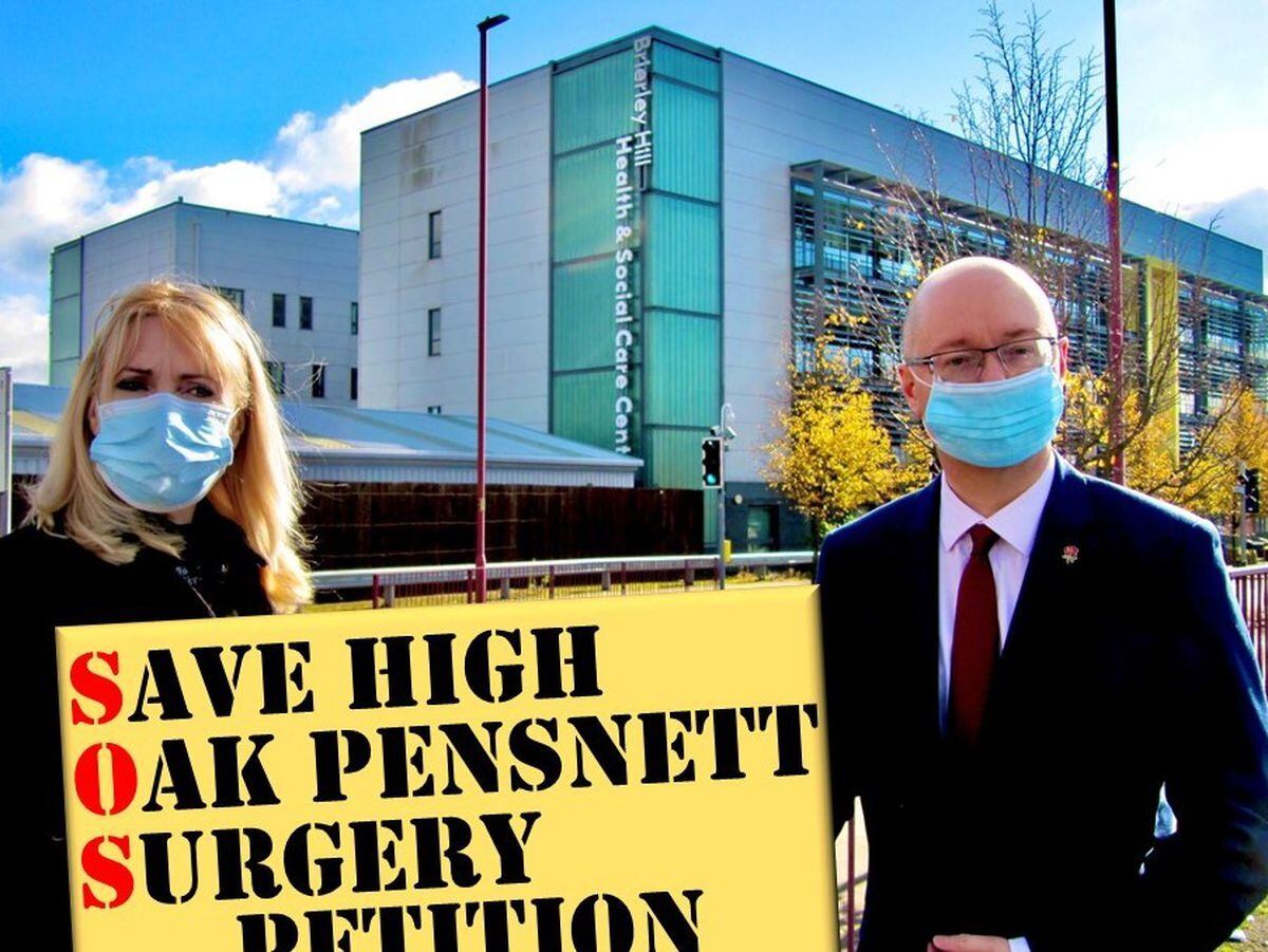 Councillor Judy Foster, a member for Brockmoor and Pensnett ward and deputy leader of the Labour Group on Dudley Metropolitan Council, with former councillor John Martin and the petition to health bosses at Brierley Hill Health Centre where the facilities at High Oak surgery were moved during the pandemic