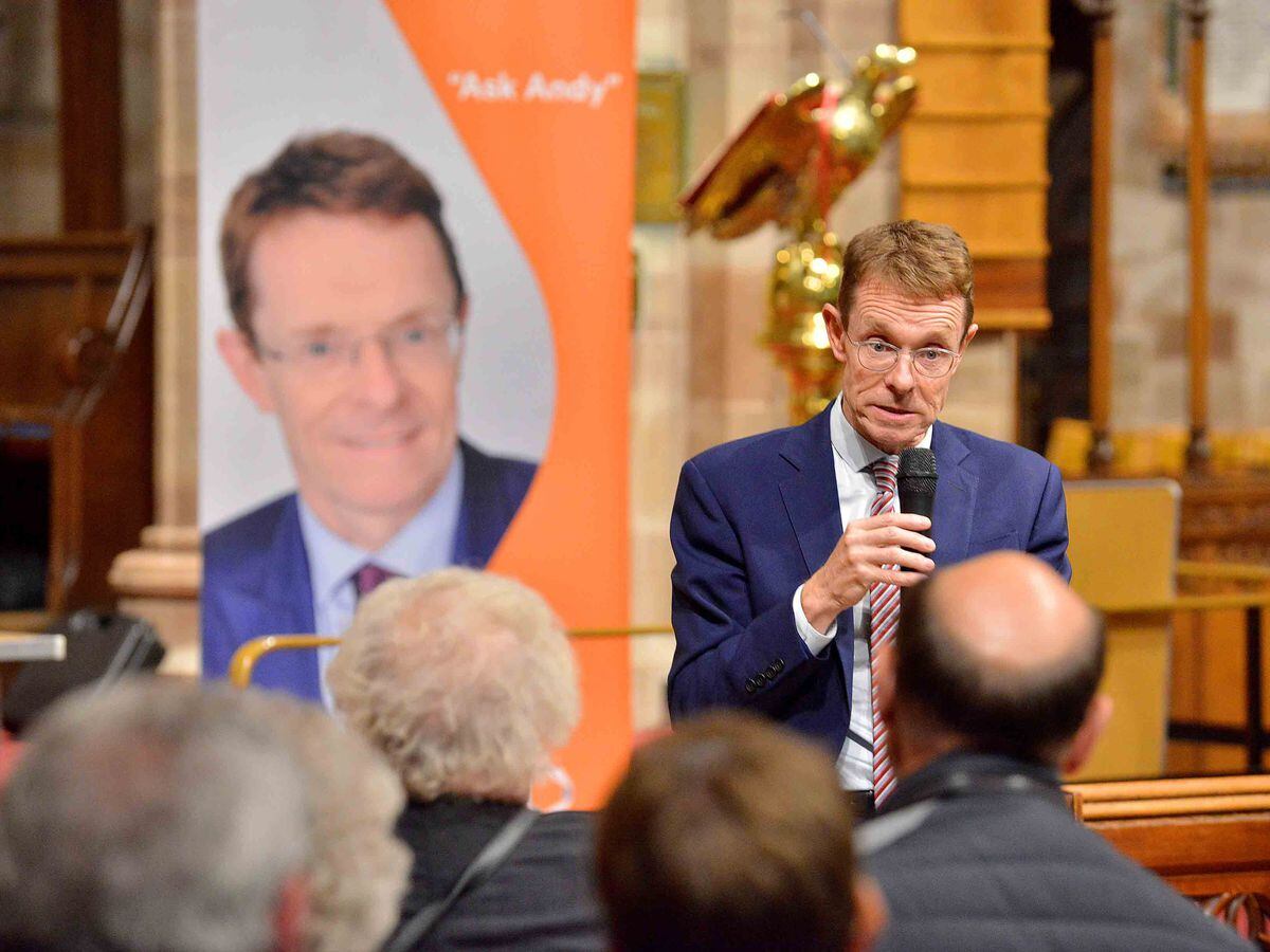 West Midlands Mayor Andy Street at his 'Ask Andy' event in Wolverhampton 