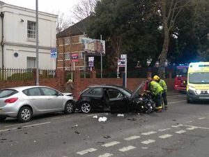 IN PICTURES: Three injured in smash near Wolverhampton Grammar School