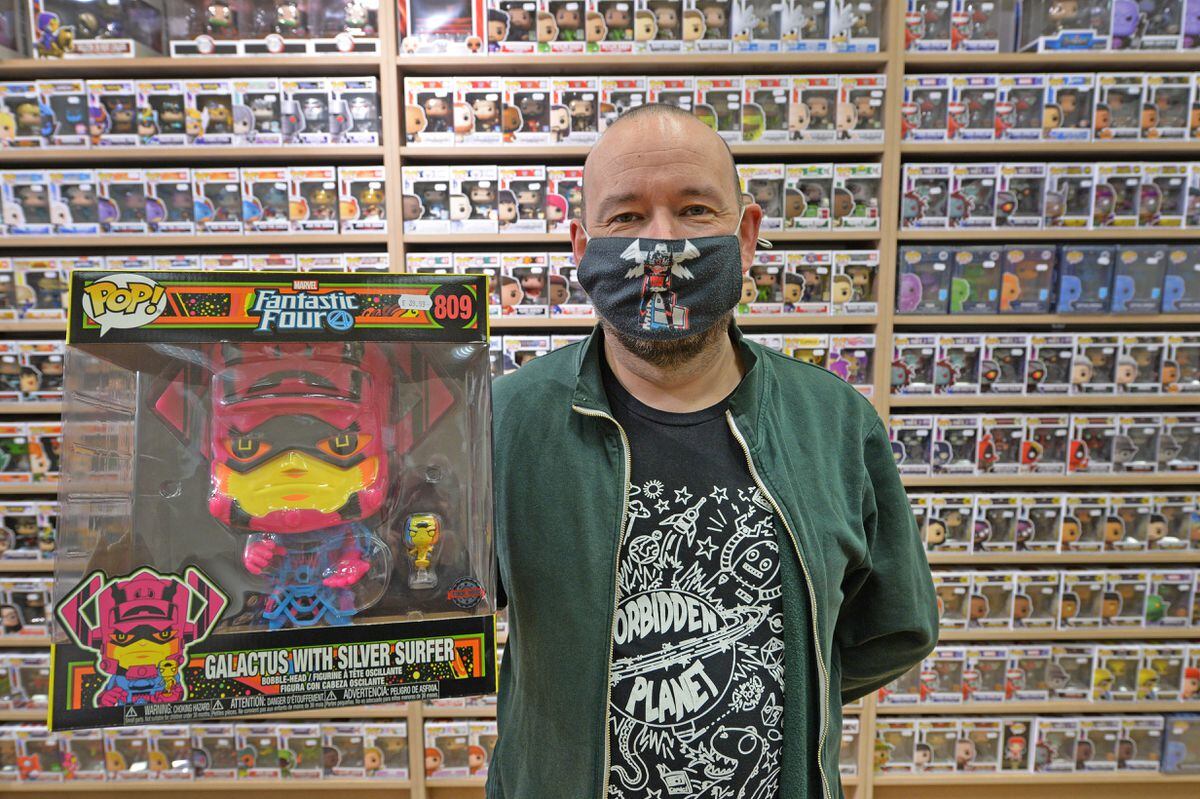 Manager Chris Ball with one of the best selling pop vinyls