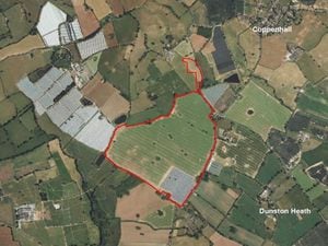 An image of the aerial site boundary for the proposed solar farm on land at Littywood Farm, Coppenhall
