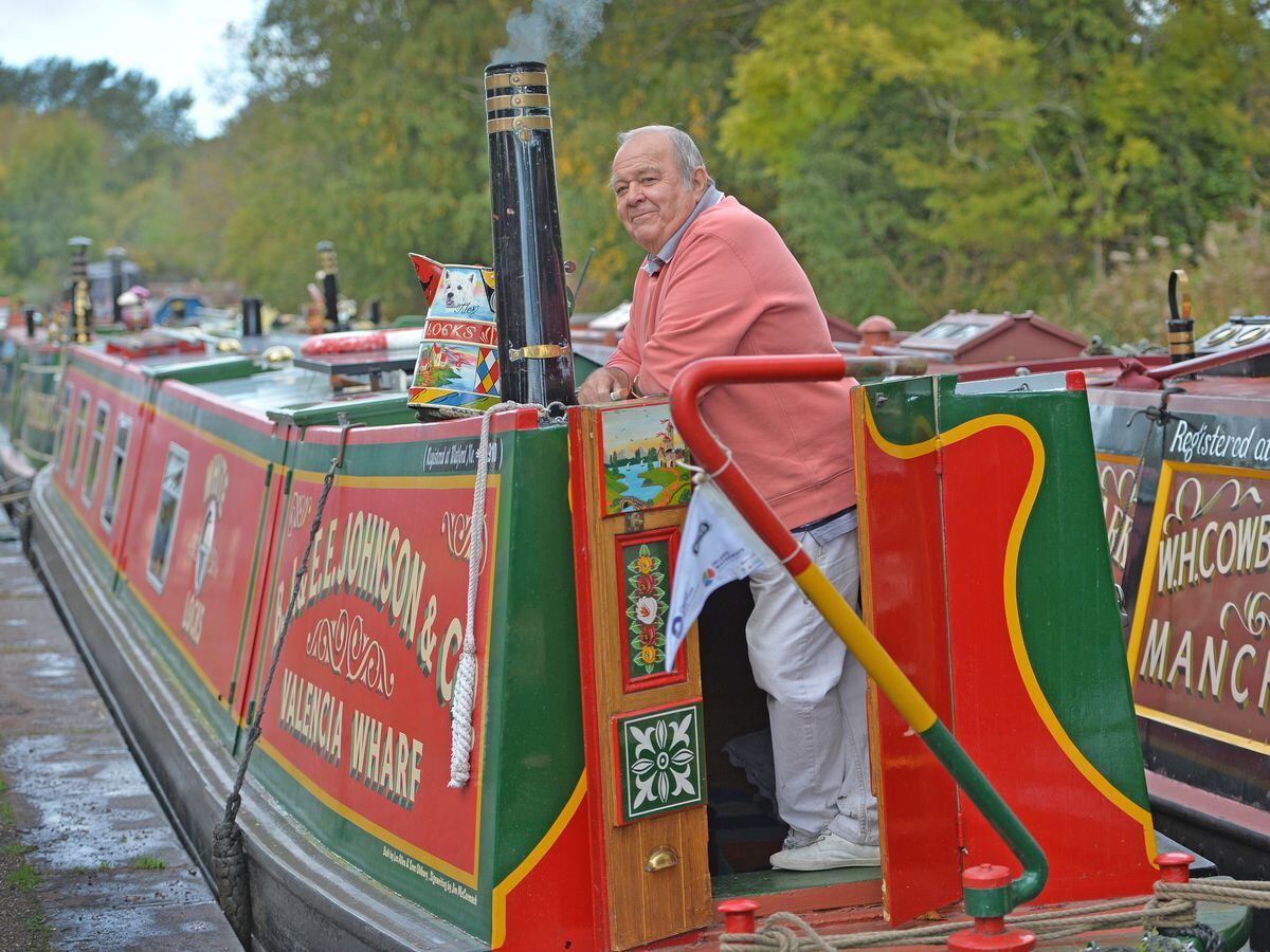 Barry Johnson aboard 'White Locks', enjoying Stourbridge Navigation Trust's open weekend.