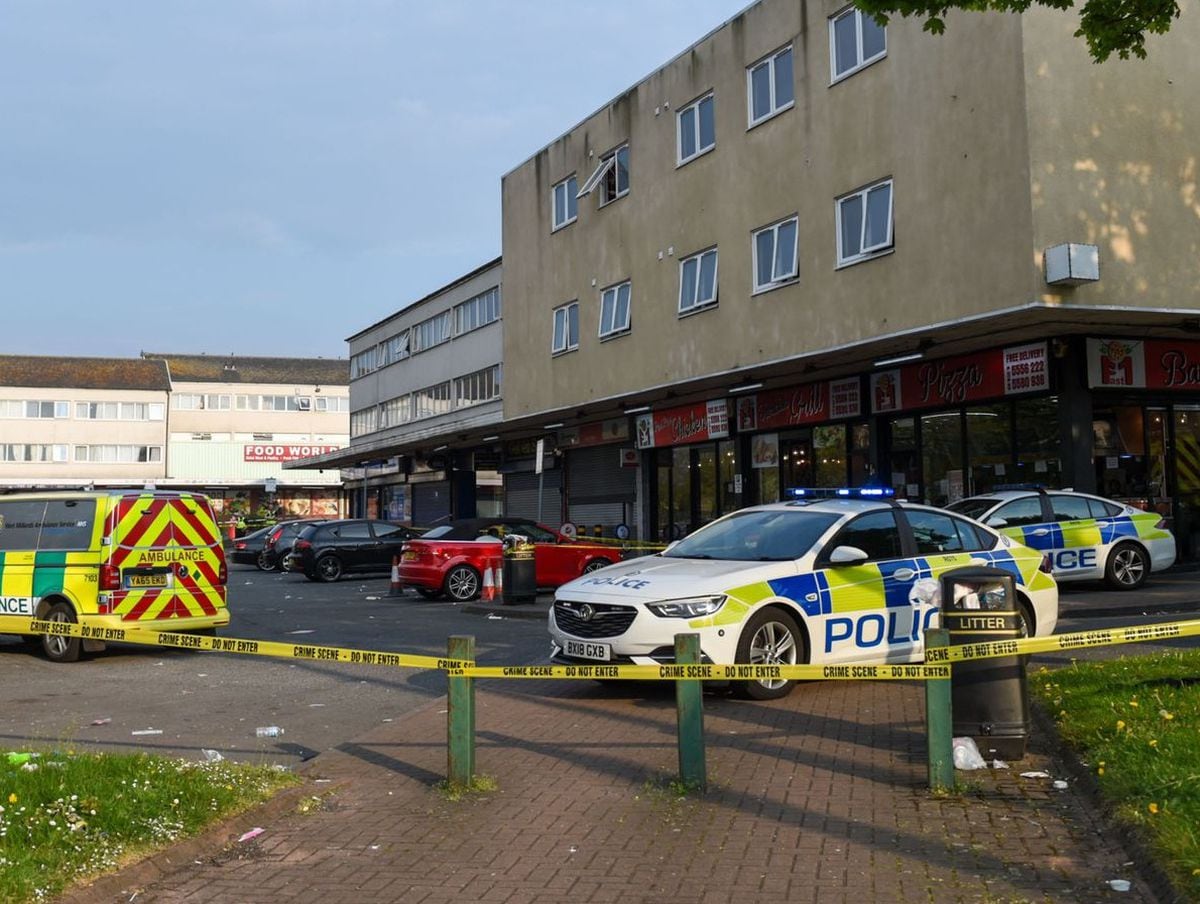 Police at the scene at West Cross Shopping Centre in Smethwick. Photo: SnapperSK