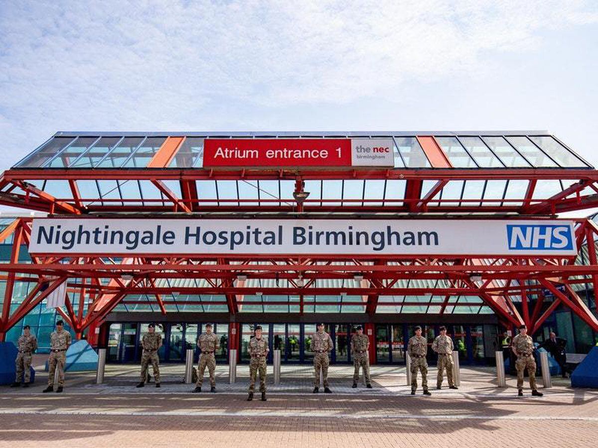 Military personnel at the new temporary NHS Nightingale Birmingham Hospital at the NEC