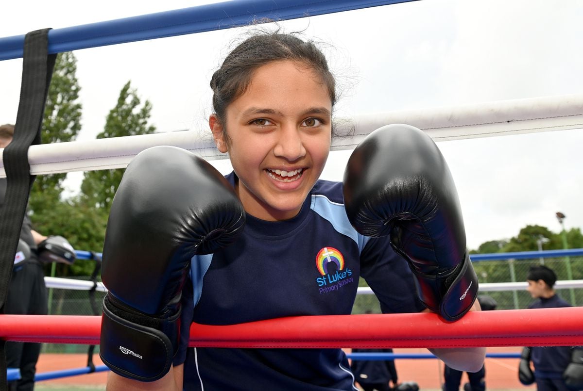 Nishka Parkash, aged 11, from St Luke's Primary School, who tried her hand at boxing.
