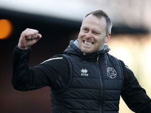 Walsall manager Michael Flynn celebrates