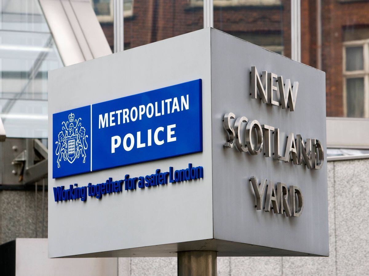 The Met Police sign at New Scotland Yard