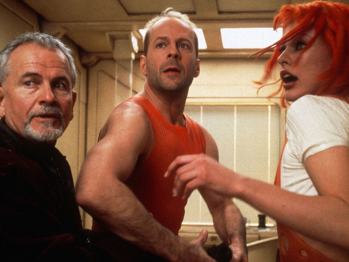 Ian Holm, Bruce Willis and Milla Jovovich in The Fifth Element 