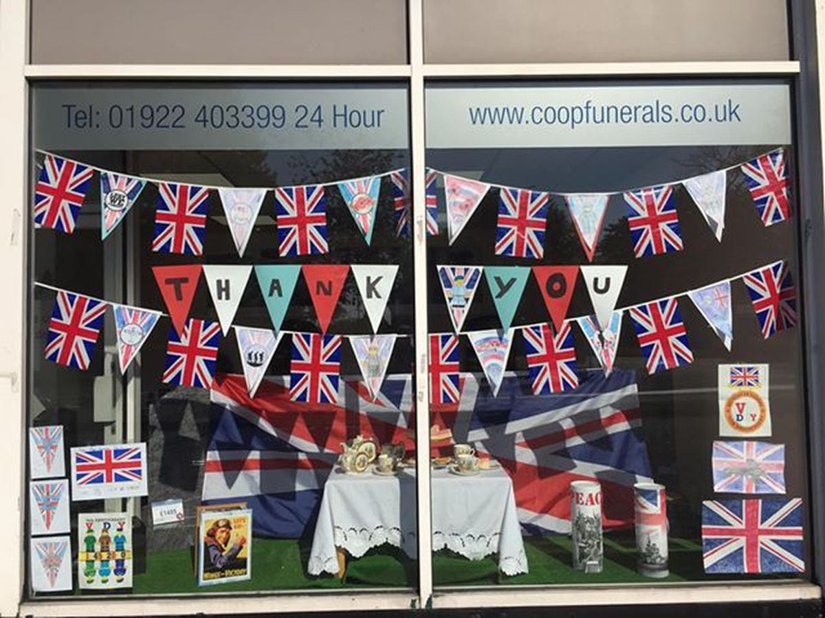 Amanda Westley and Laura Griffiths made this VE Day window display at Co-operative Funeralcare in High Street, Bloxwich