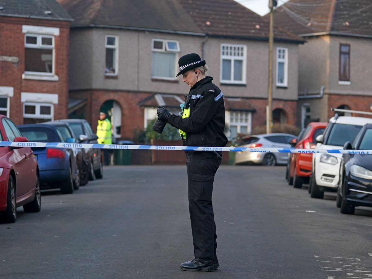A police officer near an address in Coventry where a woman was arrested on suspicion of murder after the death of a five-year-old boy
