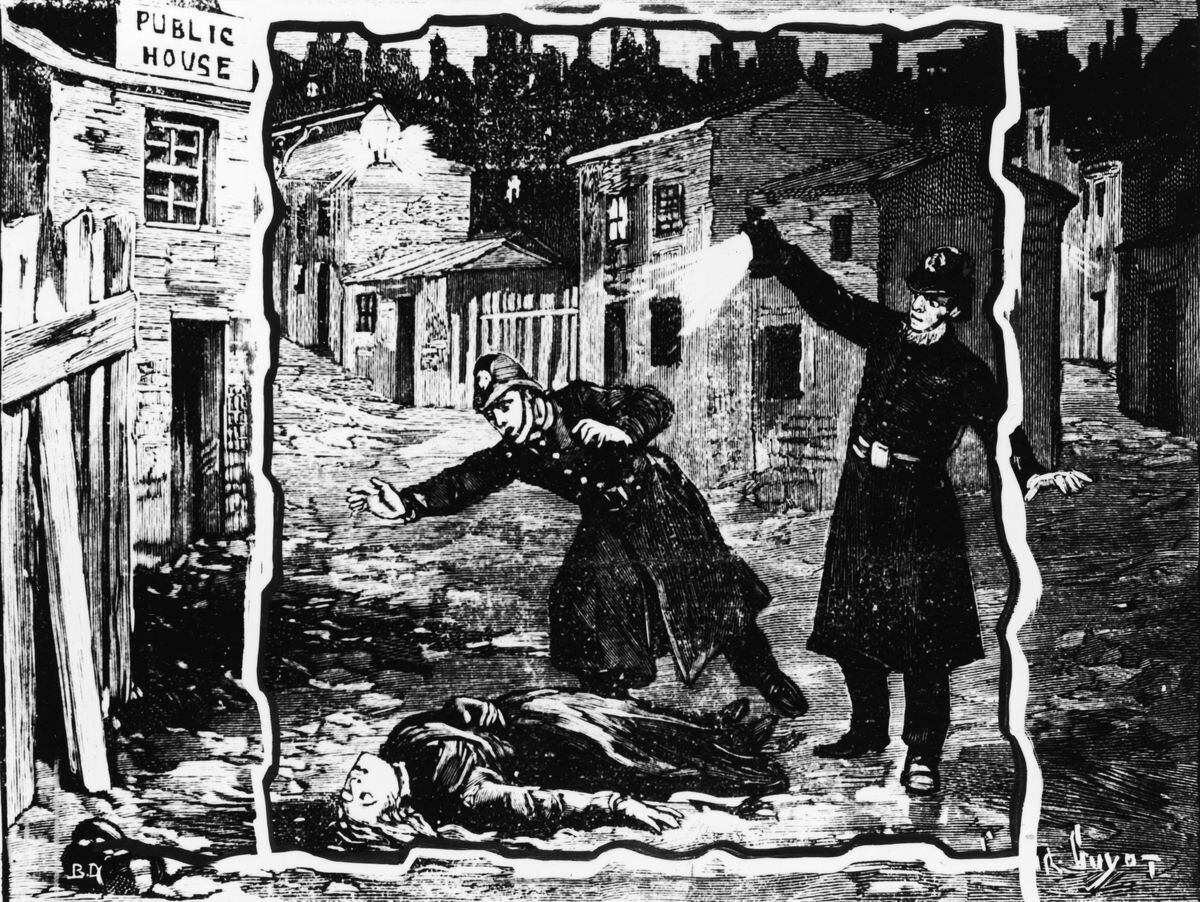 Illustration shows police discovering the body of Catherine Eddowes, late September 1888