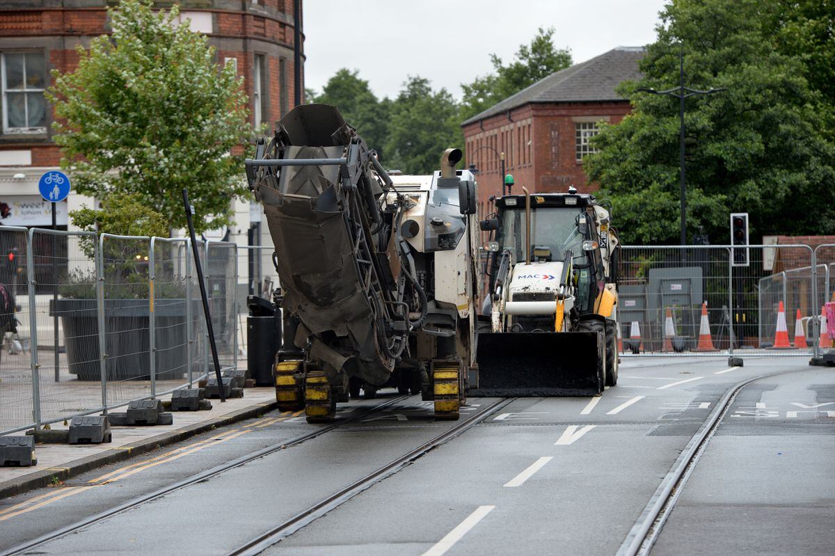 Resurfacing work on Pipers Row, Wolverhampton, is taking place this week 