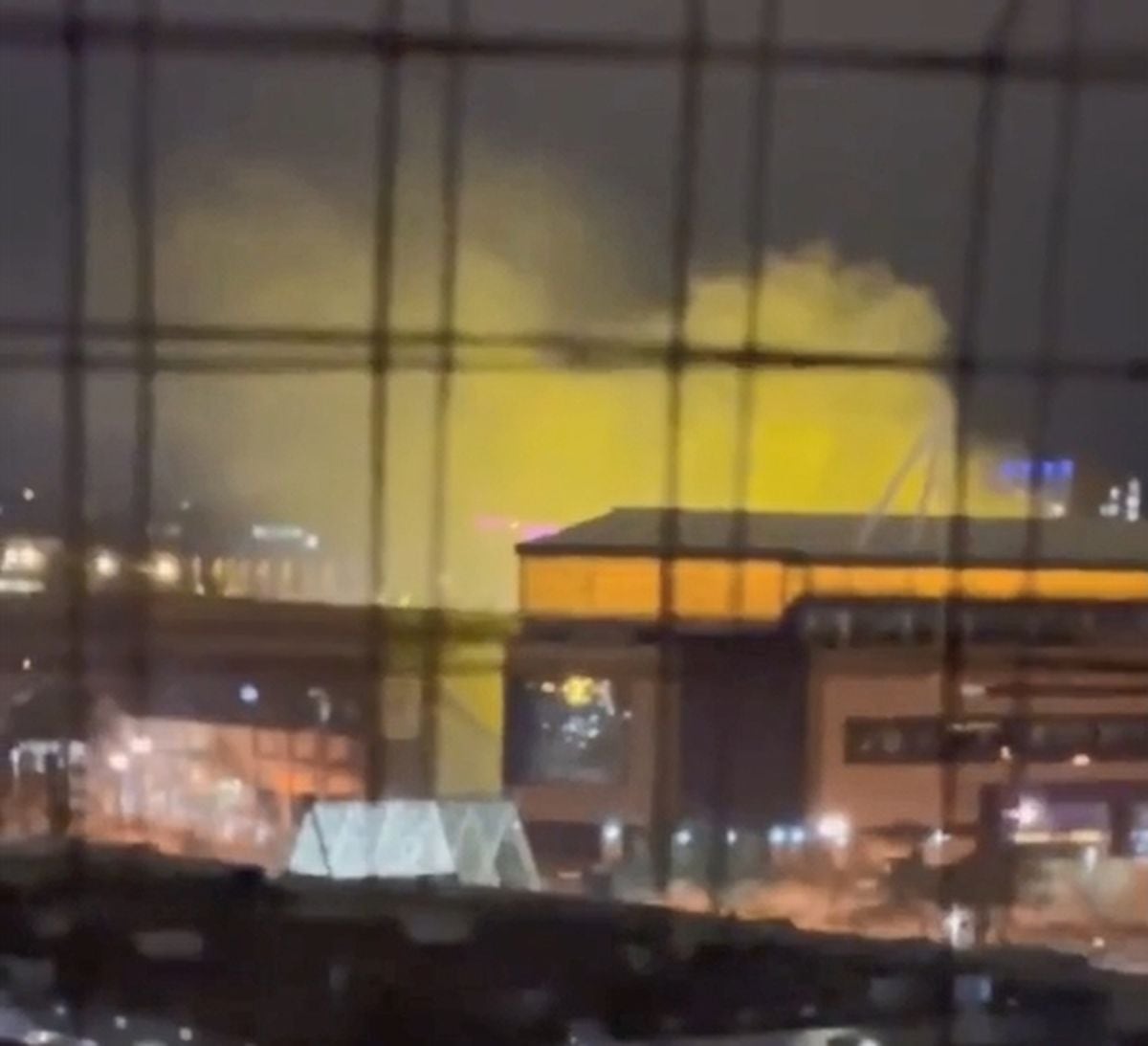 Smoke pouring above Molineux after a fire broke out in the Billy Wright stand. Photo: Kyle Hughes