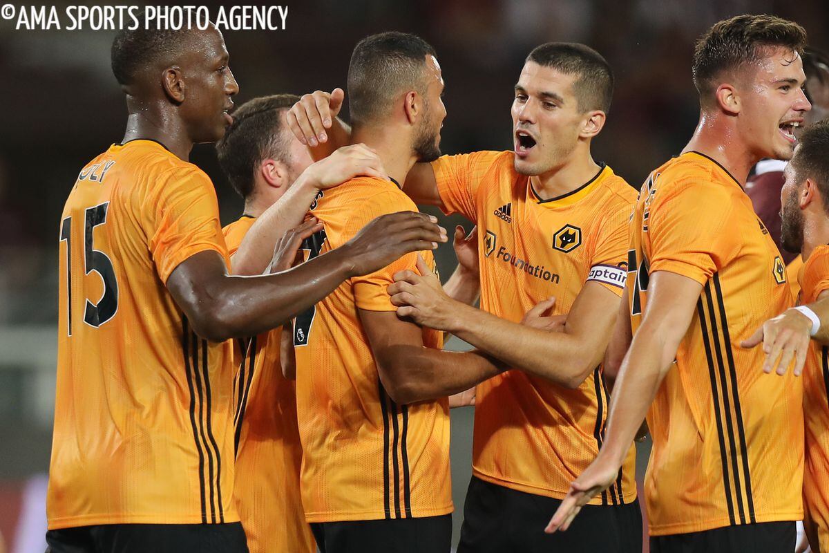 Romain Saiss of Wolverhampton Wanderers celebrates after scoring a goal to make it 0-1 (AMA)
