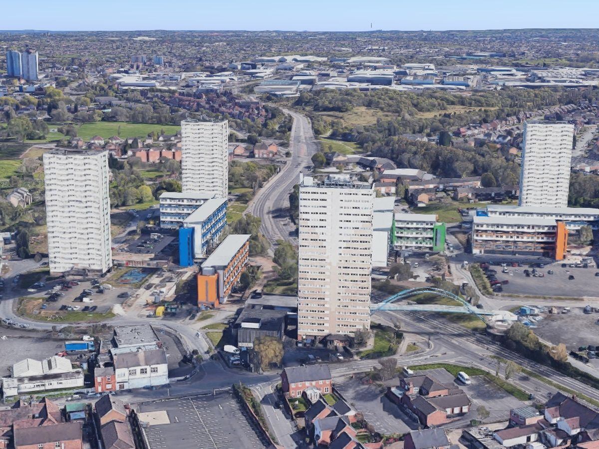 High-rise flats in Heath Town, Wolverhampton. Photo: Google