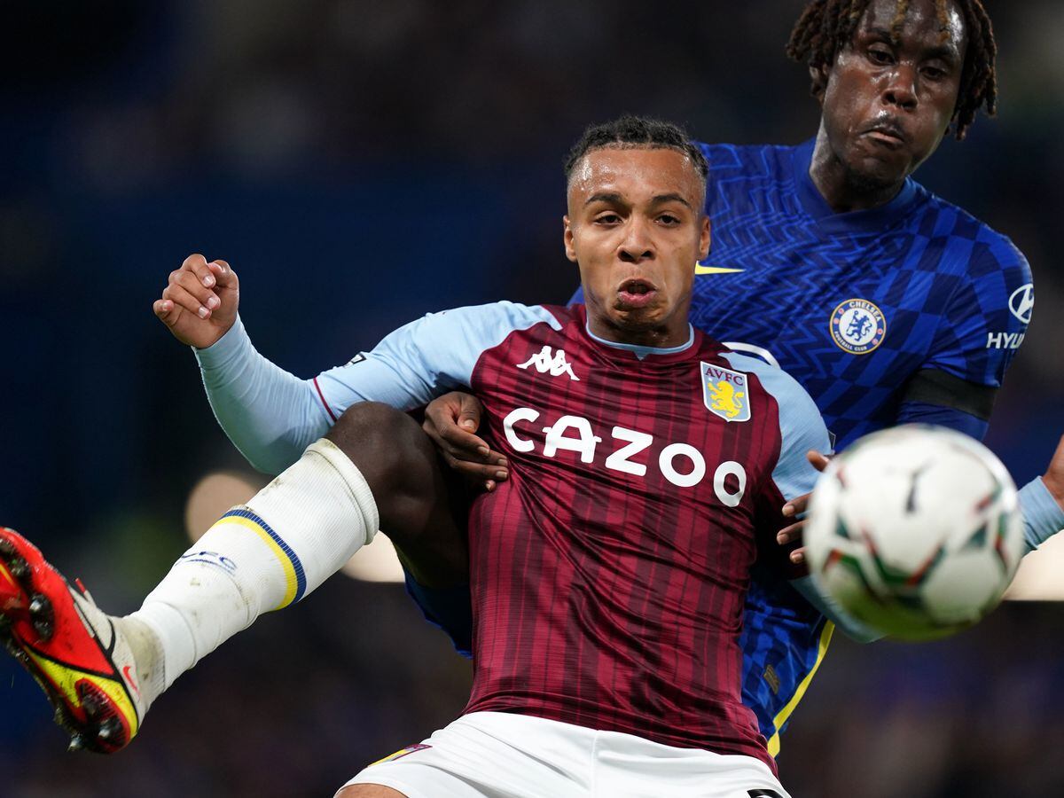 
              
Chelsea's Trevoh Chalobah (right) pulls back on Aston Villa's Cameron Archer during the Carabao Cup third round match at Stamford Bridge, London. Picture date: Wednesday September 22, 2021. PA Photo. See PA story SOCCER Chelsea. Photo credit should read: Mike Egerton/PA Wire.


RESTRICTIONS: 
EDITORIAL USE ONLY No use with unauthorised audio, video, data, fixture lists, club/league logos or "live" services. Online in-match use limited to 120 images, no video emulation. No use in betting, games or single club/league/player publications.
            
