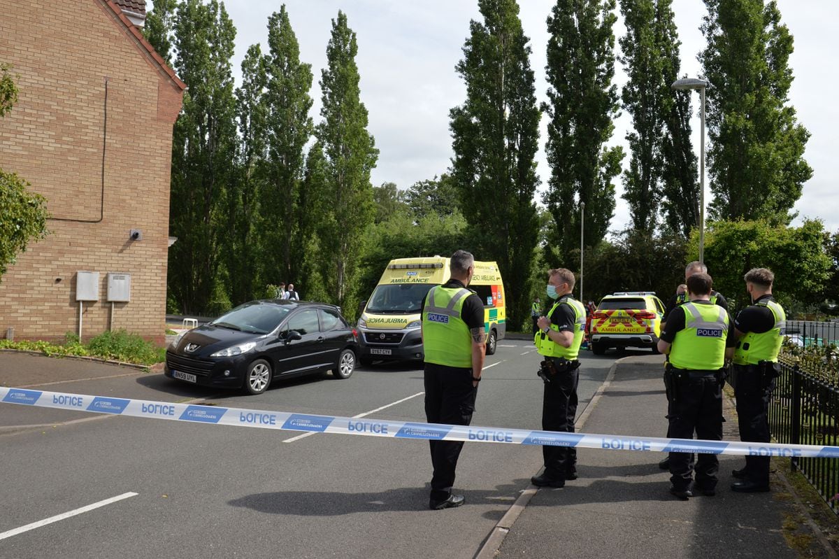 Police at the scene in Dudley Wood after the man died