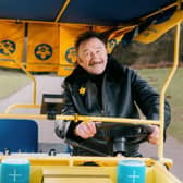 Paul will be stopping in Birmingham city centre with with the ‘Daff bike’, a Marie Curie-branded ‘Chuckle bike’.