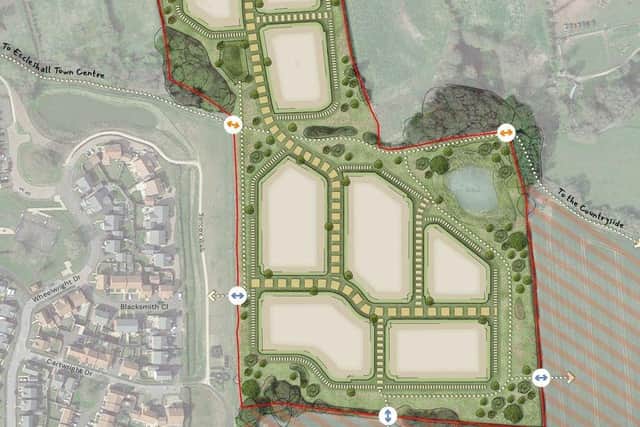 The illustrative masterplan for Bellway’s proposals for the land south of Stone Road, Eccleshall