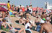 People enjoying the heatwave in Brighton