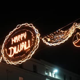 The Happy Diwali Light in Leamington. Credit: Warwick District Council.