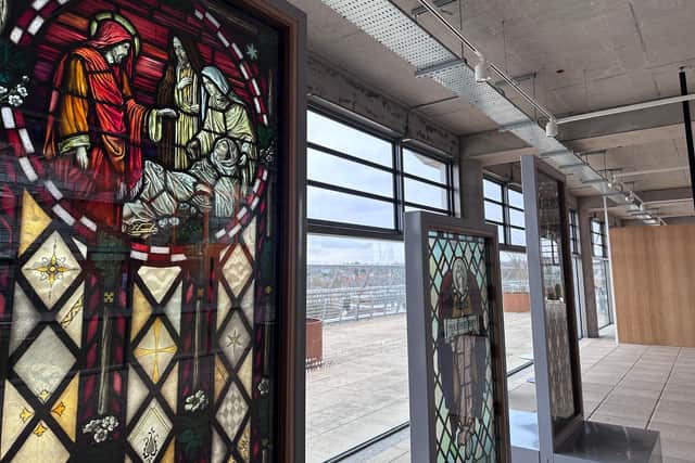 Restored stained glass windows now on display in hospital